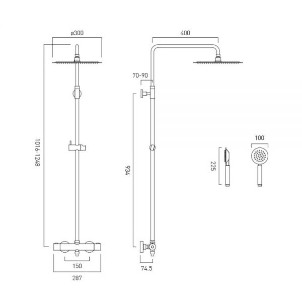Vado Velo Aquablade Round Thermostatic Shower Kit with Handset #2