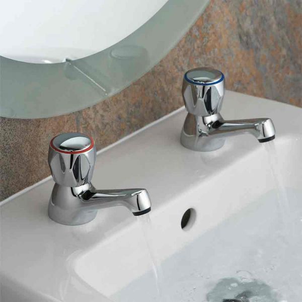 Vado Axces Astra Chrome Basin Pillar Taps with CD Valves #2