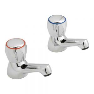 Vado Axces Astra Chrome Basin Pillar Taps with CD Valves