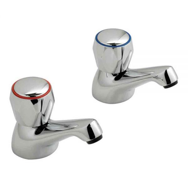 Vado Axces Astra Chrome Bath Pillar Taps with CD Valves