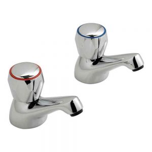 Vado Axces Astra Chrome Bath Pillar Taps with CD Valves