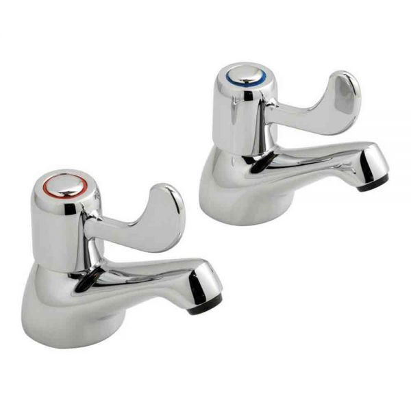Vado Axces Astra Chrome Bath Pillar Taps with Long Lever