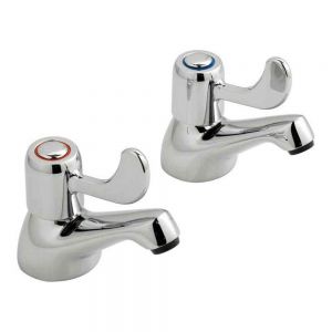 Vado Axces Astra Chrome Bath Pillar Taps with Long Lever