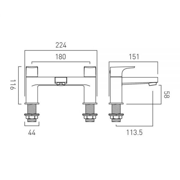 Vado Axces Ekko Chrome Bath Filler Tap #3