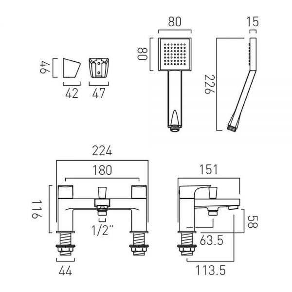 Vado Axces Ekko Chrome Bath Shower Mixer Tap #2