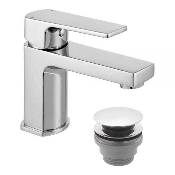 Vado Axces Ekko Chrome Mini Basin Mixer Tap with Universal Waste