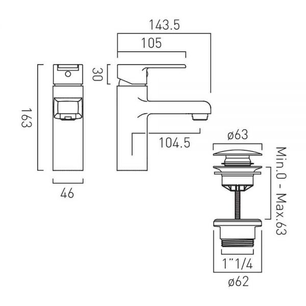 Vado Axces Irlo Chrome Mono Basin Mixer Tap with Universal Waste #2