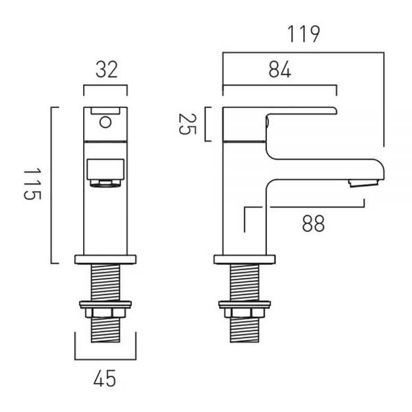Vado Axces Irlo Chrome Basin Pillar Taps #2