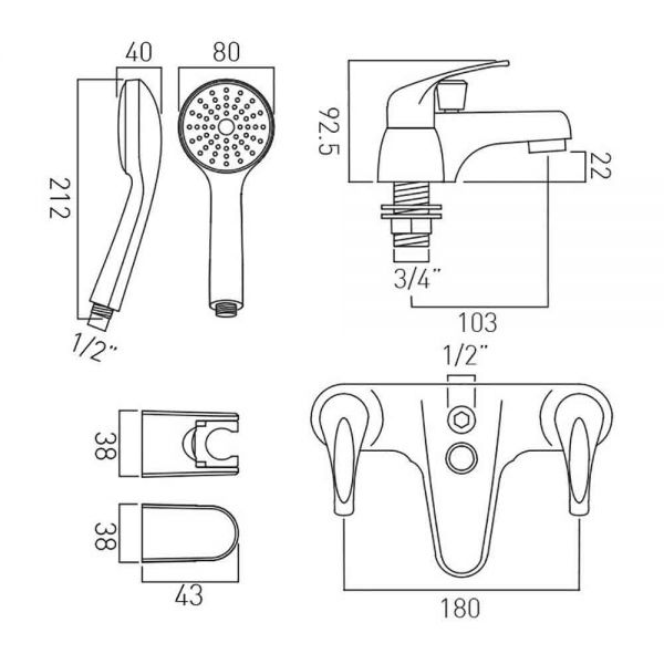 Vado Axces Matrix Chrome Bath Shower Mixer Tap #2