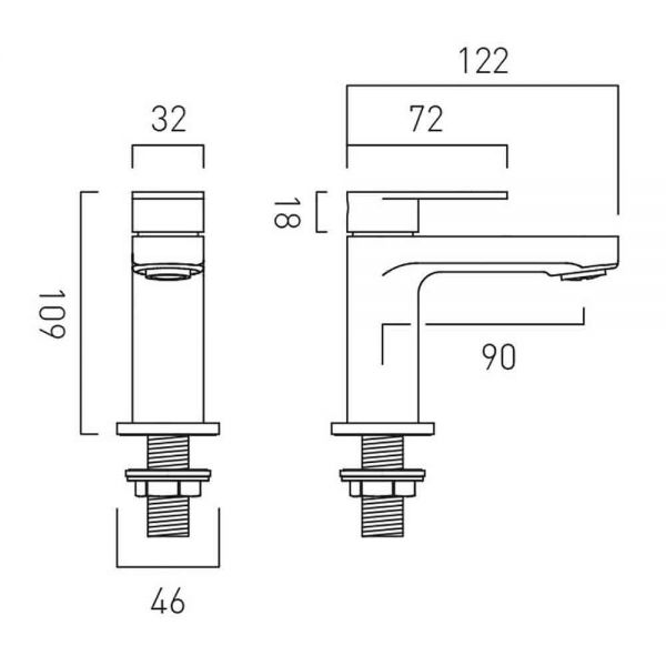 Vado Axces Metiz Chrome Basin Pillar Taps #2