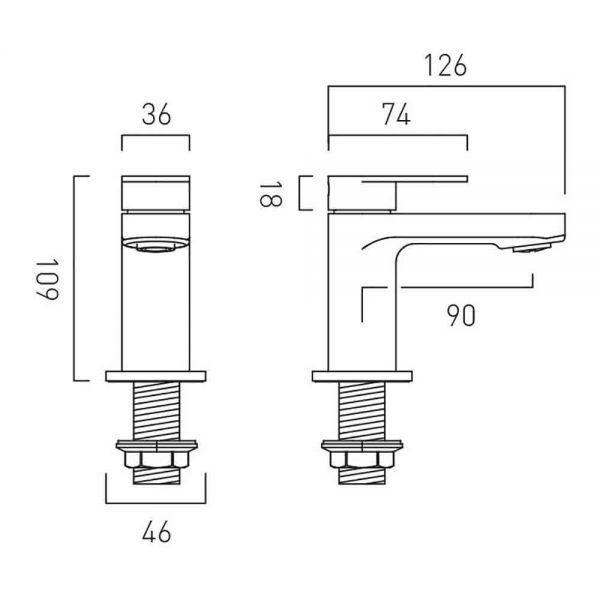 Vado Axces Metiz Chrome Bath Pillar Taps #3
