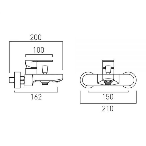 Vado Axces Metiz Chrome Wall Mounted Bath Shower Mixer Tap #2