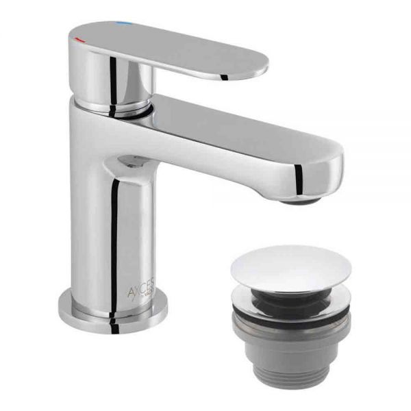 Vado Axces Metiz Chrome Mini Basin Mixer Tap with Universal Waste