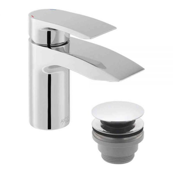 Vado Axces Rowe Chrome Mini Basin Mixer Tap with Universal Waste