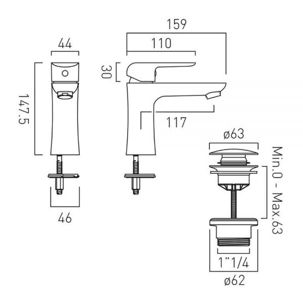 Vado Axces Vala Chrome Mono Basin Mixer Tap with Universal Waste #2