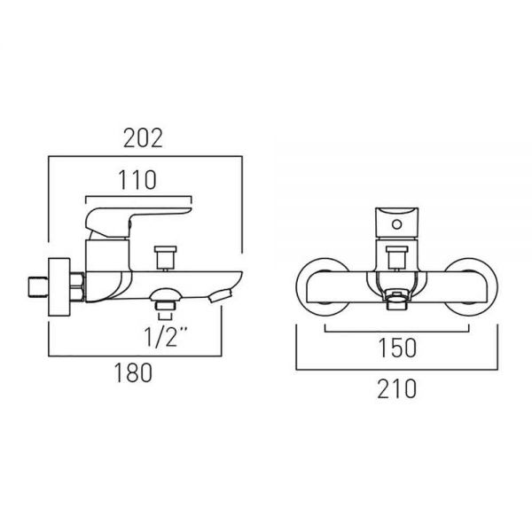 Vado Axces Vala Chrome Wall Mounted Bath Shower Mixer Tap #2