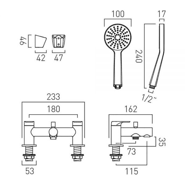 Vado Axces Vala Chrome Bath Shower Mixer Tap #2