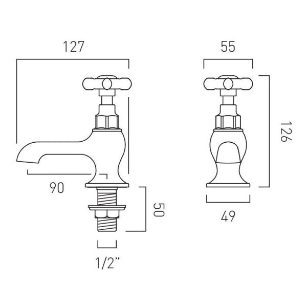 Vado Booth &amp; Co Axbridge Cross Brushed Brass Basin Pillar Taps #2