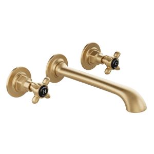 Vado Booth & Co Axbridge Black Cross Brushed Brass Wall Mounted 3 Hole Basin Mixer Tap