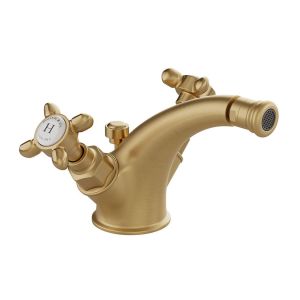 Vado Booth & Co Axbridge Cross Brushed Brass Mono Bidet Mixer Tap with Pop Up Waste