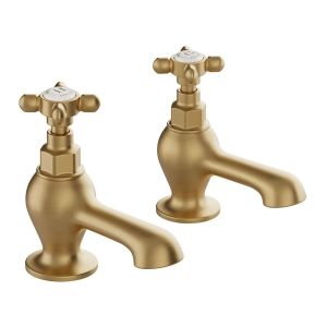 Vado Booth & Co Axbridge Cross Brushed Brass Bath Pillar Taps