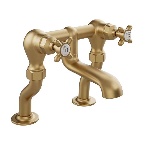 Vado Booth &amp; Co Axbridge Cross Brushed Brass Bath Filler Tap