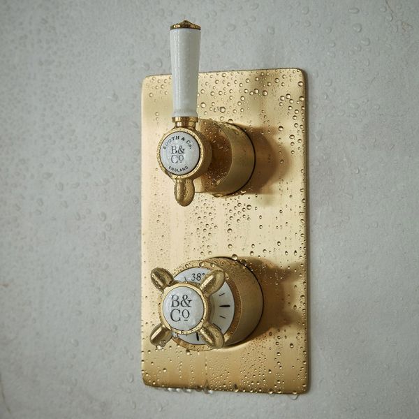 Vado Booth &amp; Co Axbridge Brushed Brass 2 Outlet Concealed Thermostatic Shower Valve #3