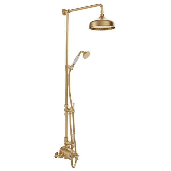 Vado Booth &amp; Co Axbridge Brushed Brass 2 Outlet Exposed Thermostatic Shower Column
