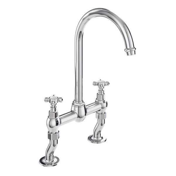 Vado Booth &amp; Co Axbridge Cross Chrome Bridge Kitchen Mixer Tap