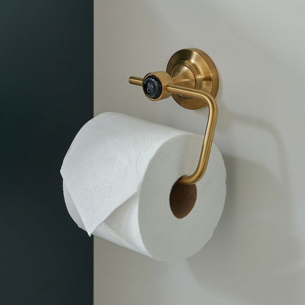 Vado Booth &amp; Co Black Axbridge Brushed Brass Toilet Roll Holder #2