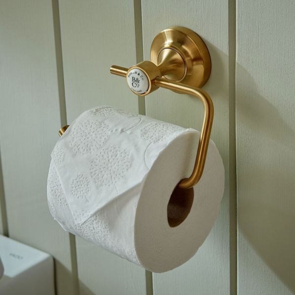 Vado Booth &amp; Co Axbridge Brushed Brass Toilet Roll Holder #3