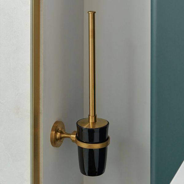 Vado Booth &amp; Co Black Axbridge Brushed Brass Toilet Brush Set #2