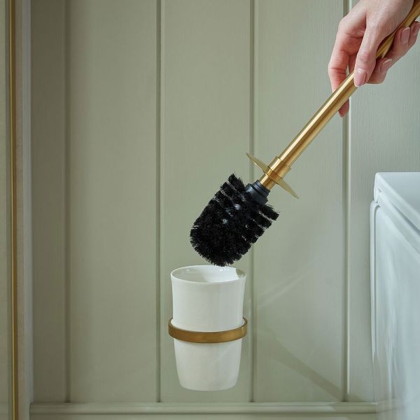 Vado Booth &amp; Co Axbridge Brushed Brass Toilet Brush Set #3