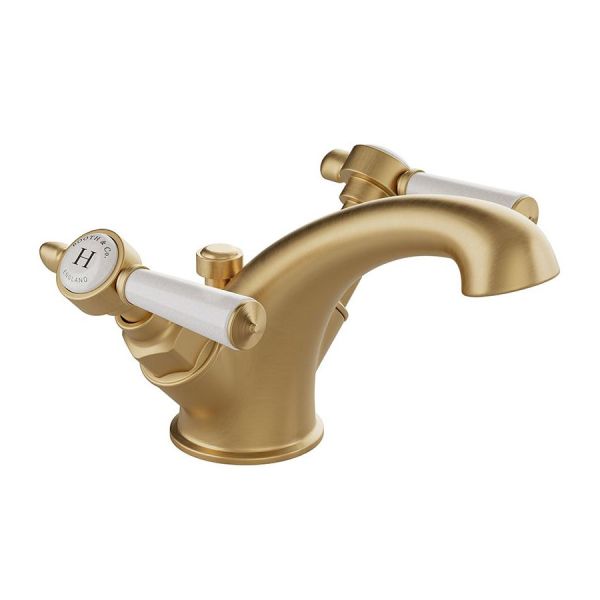 Vado Booth &amp; Co Axbridge Lever Brushed Brass Mono Basin Mixer Tap with Pop Up Waste