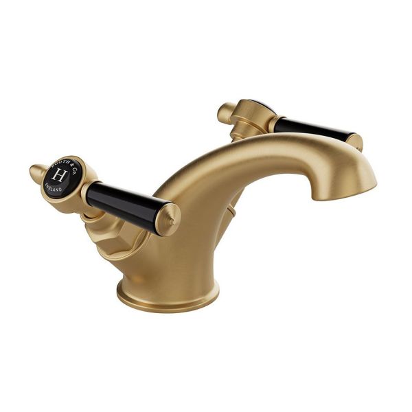 Vado Booth &amp; Co Axbridge Black Lever Brushed Brass Mono Basin Mixer Tap