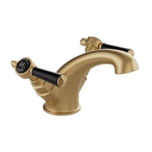 Vado Booth & Co Axbridge Black Lever Brushed Brass Mono Basin Mixer Tap