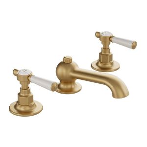 Vado Booth & Co Axbridge Lever Brushed Brass Deck Mounted 3 Hole Basin Mixer Tap with Pop Up Waste