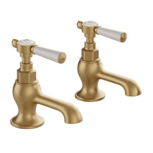 Vado Booth & Co Axbridge Lever Brushed Brass Basin Pillar Taps