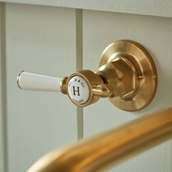 Vado Booth &amp; Co Axbridge Lever Brushed Brass Wall Mounted 3 Hole Basin Mixer Tap #3