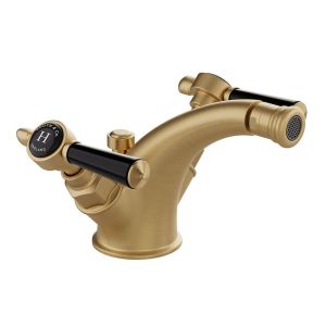 Vado Booth & Co Axbridge Black Lever Brushed Brass Mono Bidet Mixer Tap with Pop Up Waste