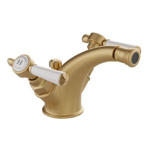 Vado Booth & Co Axbridge Lever Brushed Brass Mono Bidet Mixer Tap with Pop Up Waste