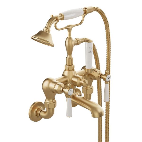 Vado Booth &amp; Co Axbridge Lever Brushed Brass Wall Mounted Bath Shower Mixer Tap