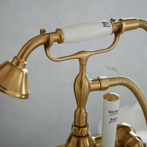 Vado Booth &amp; Co Axbridge Lever Brushed Brass Floor Standing Bath Shower Mixer Tap #3