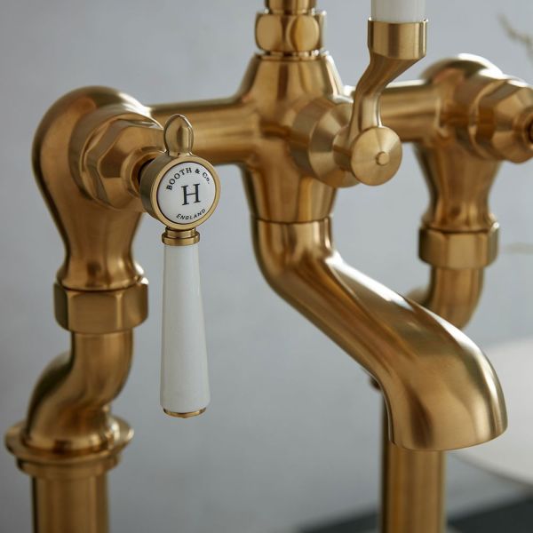 Vado Booth &amp; Co Axbridge Lever Brushed Brass Floor Standing Bath Shower Mixer Tap #4
