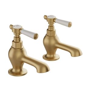Vado Booth & Co Axbridge Lever Brushed Brass Bath Pillar Taps