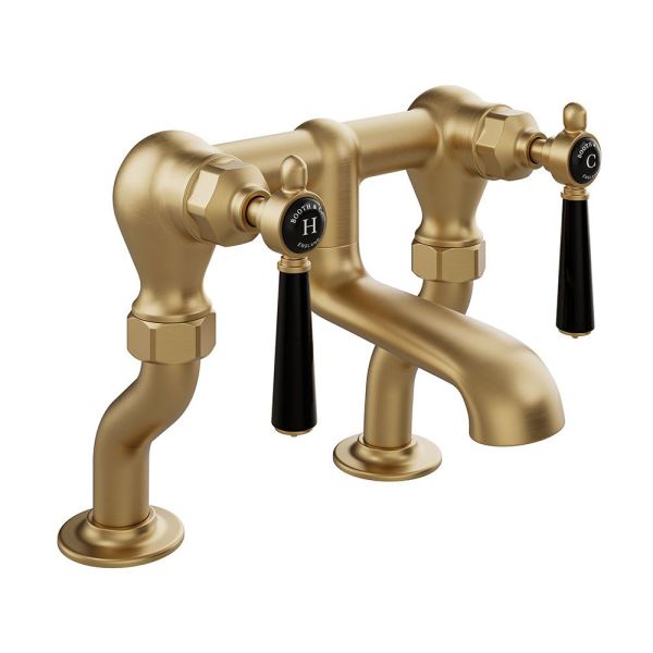 Vado Booth &amp; Co Axbridge Black Lever Brushed Brass Bath Filler Tap