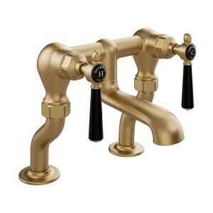 Vado Booth & Co Axbridge Black Lever Brushed Brass Bath Filler Tap