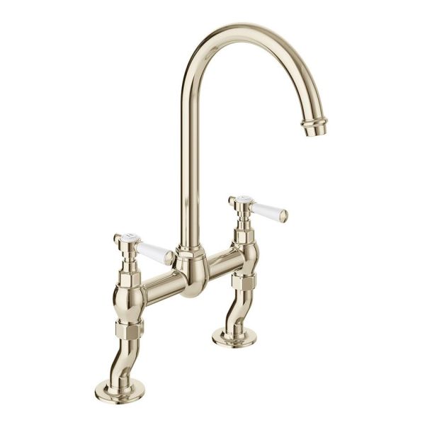 Vado Booth &amp; Co Axbridge Lever Nickel Bridge Kitchen Mixer Tap