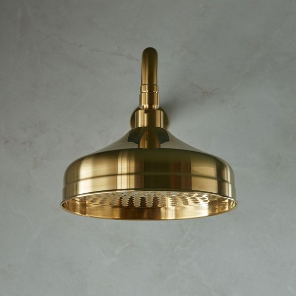 Vado Booth &amp; Co Axbridge Brushed Brass 200mm Round Shower Head with Arm #4