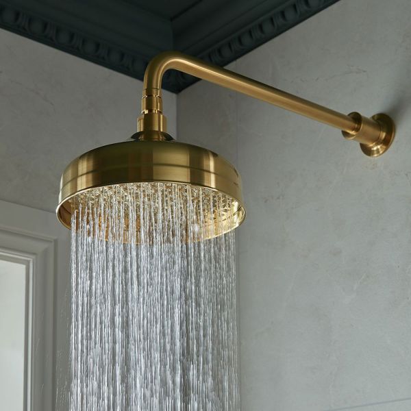 Vado Booth &amp; Co Axbridge Brushed Brass 200mm Round Shower Head with Arm #5